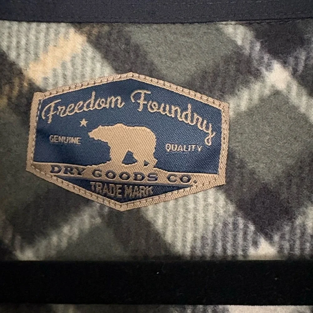 Freedom Foundry Fleece Shirt Jacket Mens XXL Green Plaid Excellent Shacket Heavy